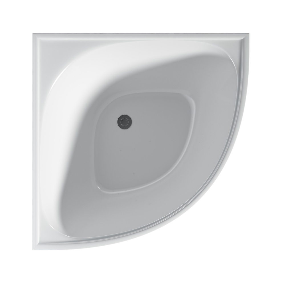 [55623] 1000X1000X635mm Gloss White Bingie Corner Mini Acrylic Skirt Bath None Overflow 40mm Waste+Pipe Supplied