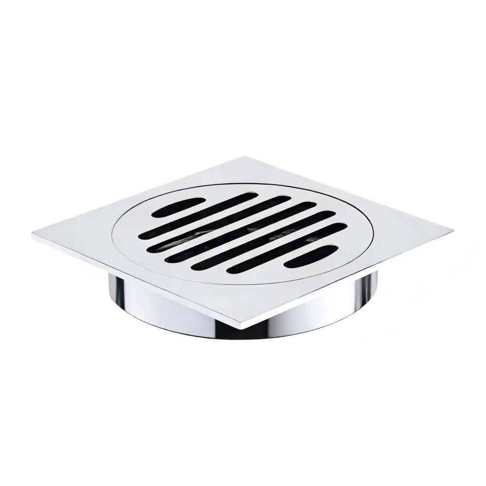 110X110mm Chrome Square Floor Drain(100mm Outlet)