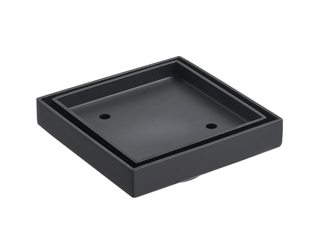 115X115mm Black Square Tile Insert Floor Drain(75mm Outlet)
