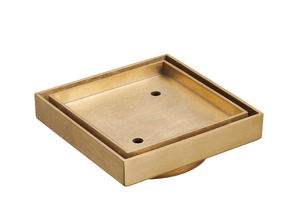 115X115mm Rose Gold Slim Square Tile Insert Floor Drain(90mm Outlet)