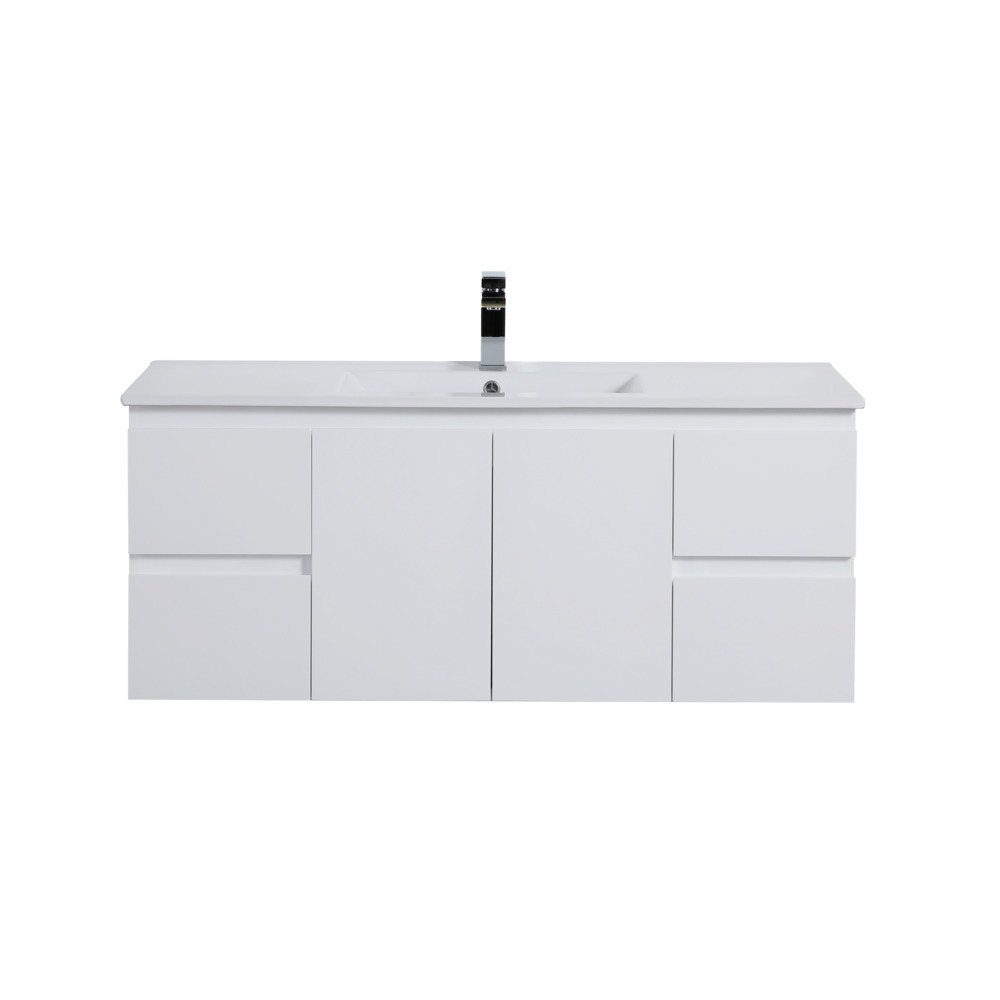 1190*455*480mm Gloss White Alpha Wall Hung PVC Vanity Single Bowl