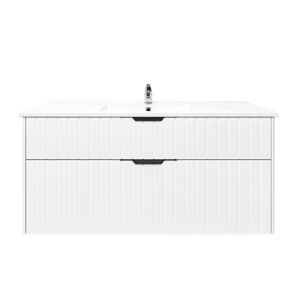 1200mm Aria Matte White  Mdf Two Drawers Wall Hung Bathroom Vanity With Handle