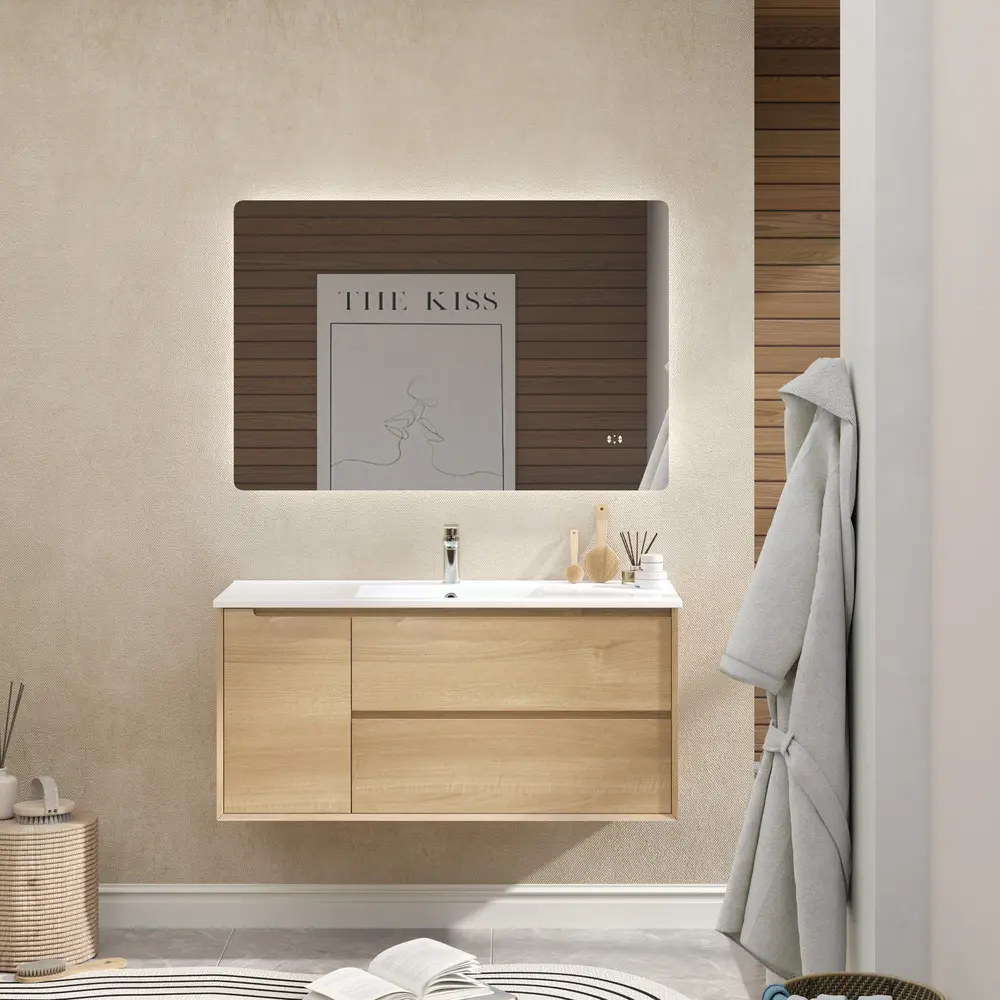[93407/BE1246W-NO] 1190x460x550mm Bell Collection Natural Oak 2R/DW 1L/DR Wall Hung Vanity