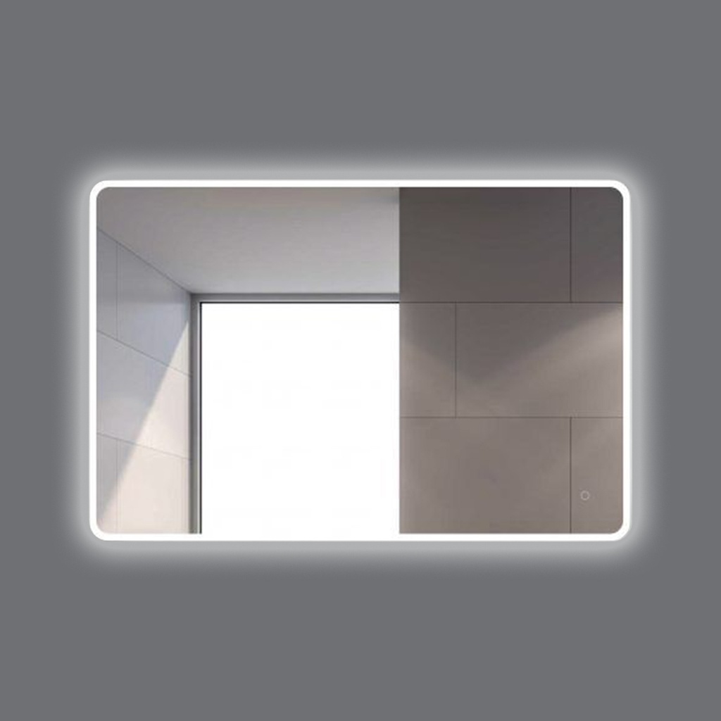 1200*800mm Curved Rim Rectangle 3 Color Lighting Acrylic LED Mirror Touch Sensor Switch Wall Mounted Vertical or Horizontal