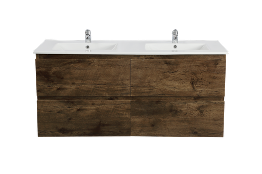 1200mm Dark Oak MDF 4 Drawers Wall Hung Bathroom Vanity Cabinet Only