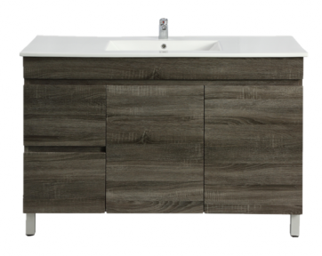1200Lx830Hx450Dmm Dark Grey MDF Board with PVC Vacuum Filmed 2L/DW 2R/DR Freestanding Vanity