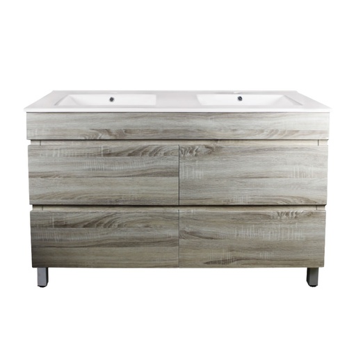 1200Lx830Hx450Dmm White Oak MDF Board with PVC Vacuum Filmed 4/DW Freestanding Vanity