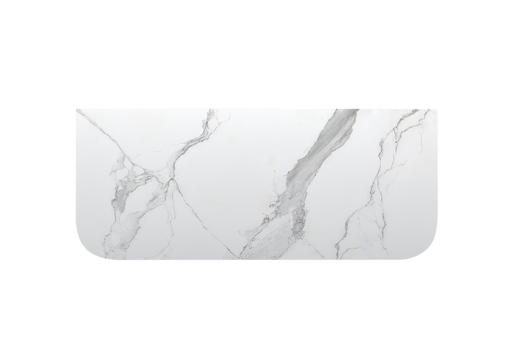 1200mm White Marble Look Sintered Stone Top Matte Finish Rounded Corner Benchtop