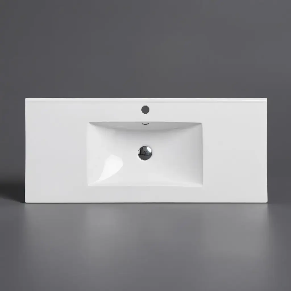 1205*470*180mm Gloss White Single Bowl Ceramic Top With Mixer Hole