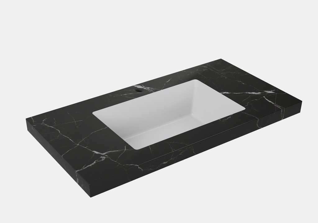 1205X465X50mm Calacatta Night Black Sintered Stone Semless Joined With Fine Ceramic Basin Stone Single Bowl