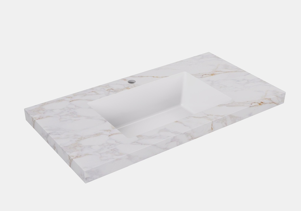 1205X465X50mm Carrara Gold Sintered Stone Semless Joined With Fine Ceramic Basin Stone Single Bowl