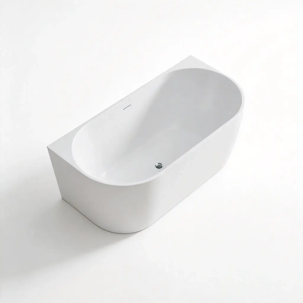 1400X730X600mm Matte White Dover Back To Wall Free Standing Bath Overflow 40mm Waste And Pipe Supplied