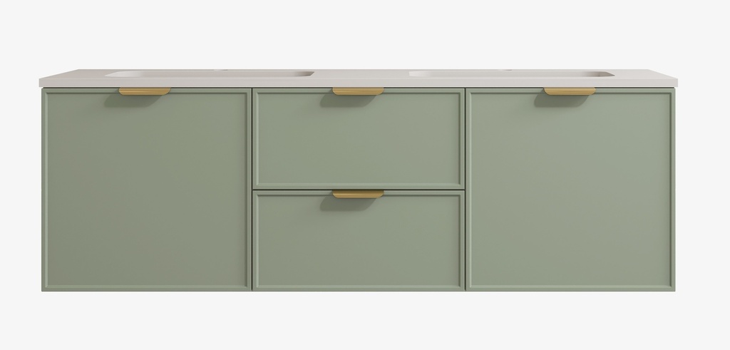 1490*455*560mm Olive Green Madura Federation Wall Hung PVC Cabinet,Left Hand Drawers