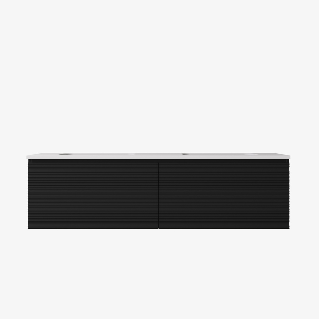 1490x455x400mm Matte Black Sedona Modern Fluted Wall Hung PVC Cabinet