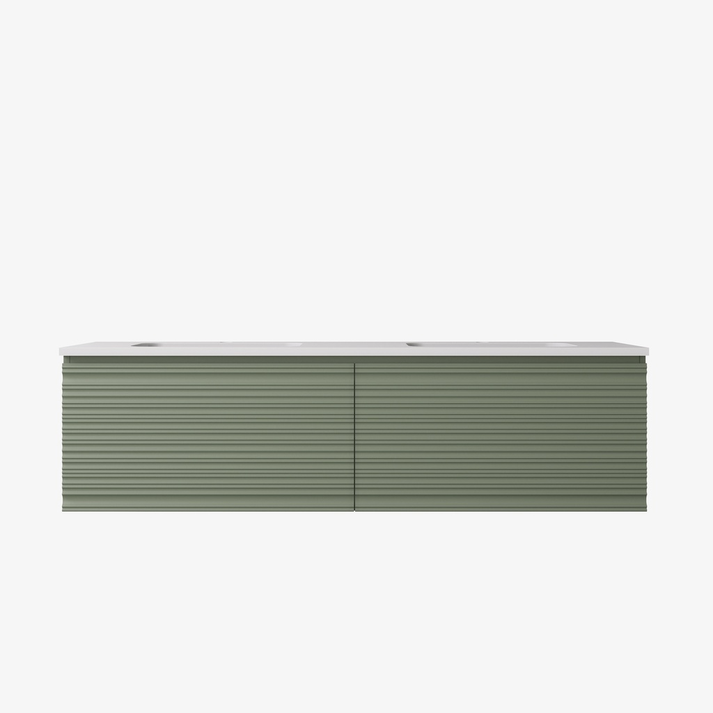 1490x455x400mm Olive Green Sedona Modern Fluted Wall Hung PVC Cabinet