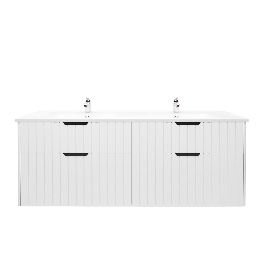 1500mm Aria Matte White  Mdf Four Drawers Wall Hung Bathroom Vanity With Handle