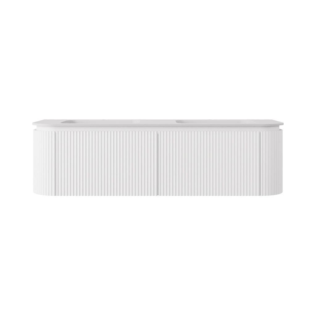 1490x495x400mm Matte White Estella Modern Wall Hung Vanity PVC Cabinet Two Middle Drawer Plus Two Side Drawers Soft Closing Door And Drawers