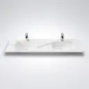 1500L*460D*180Hmm White Marble Look Sintered Stone Top With Double Undermount Basin