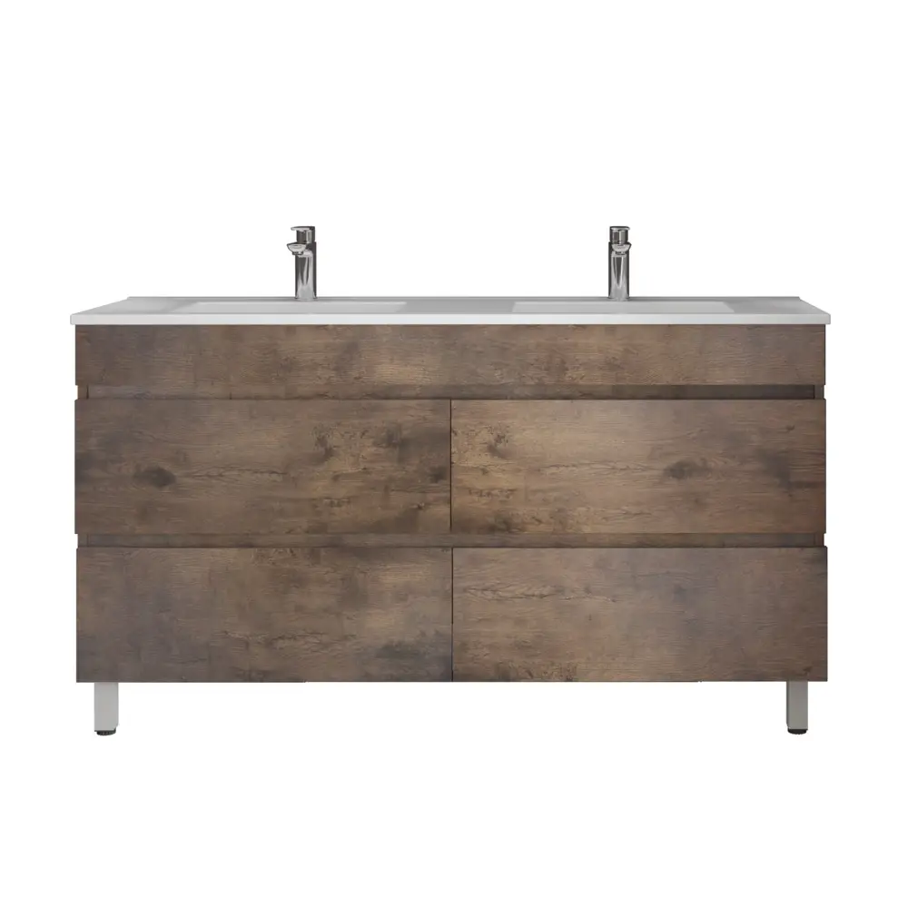 1500Lx830Hx450Dmm Dark Oak MDF Board with PVC Vacuum Filmed 4/DW Freestanding Vanity
