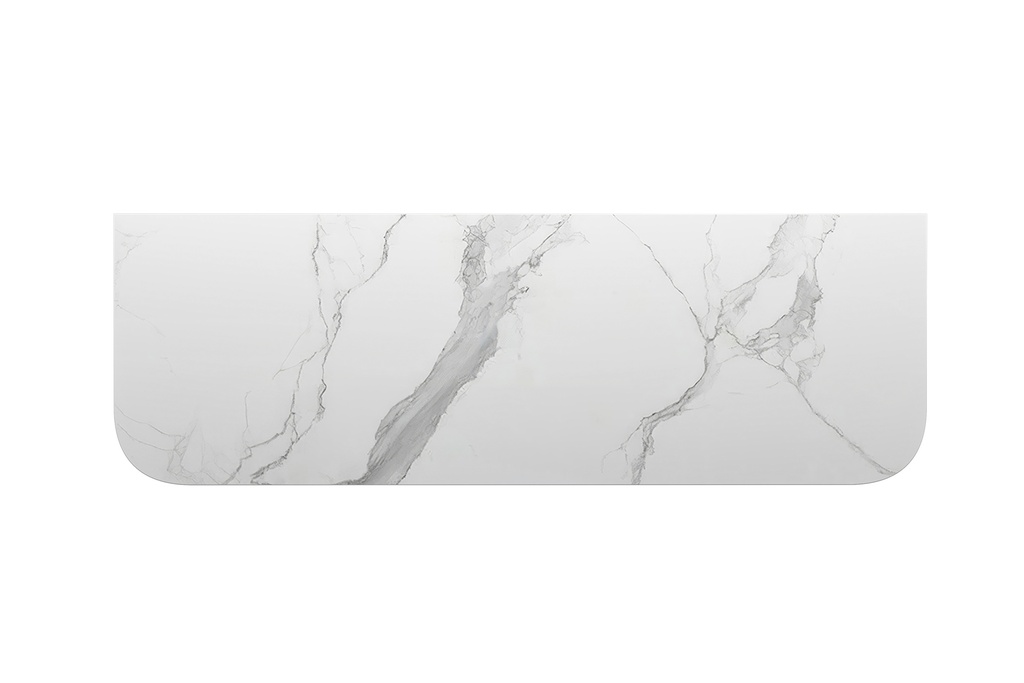 1500mm White Marble Look Sintered Stone Top Matte Finish Rounded Corner Benchtop