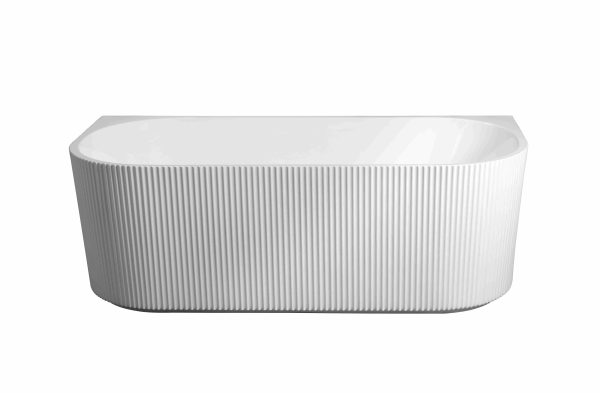 1700*800*590mm Rose Fluted Freestanding Fluted Back To Wall Matt White Bathtub