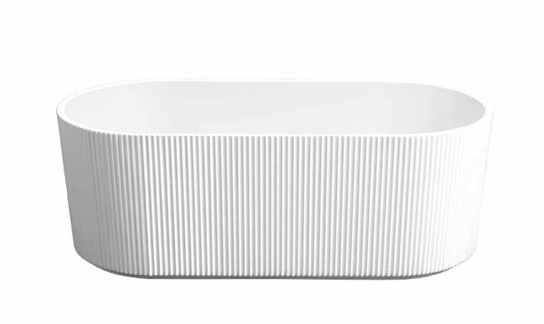 1700*800*590mm Rose Fluted V-Groove Freestanding Matt White Bathtub