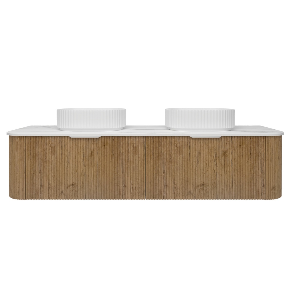 1790*493*400mm Prime Oak Agena Fluted Wood Grain Wall Hung Vanities Soft Closing Drawer Pull Out With Handle