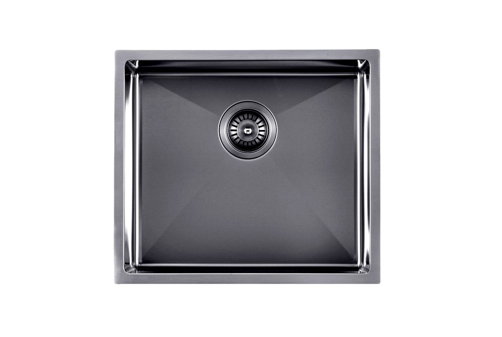 304 Stainless Steel Gun Metal Grey PVD Coating Single Bowl Kitchen Sink(Round Edges,with Bottom Tray)500*440*230mm
