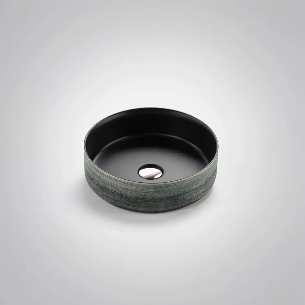 355*355*120mm Sasso Touchline Black Above Counter Round Basin