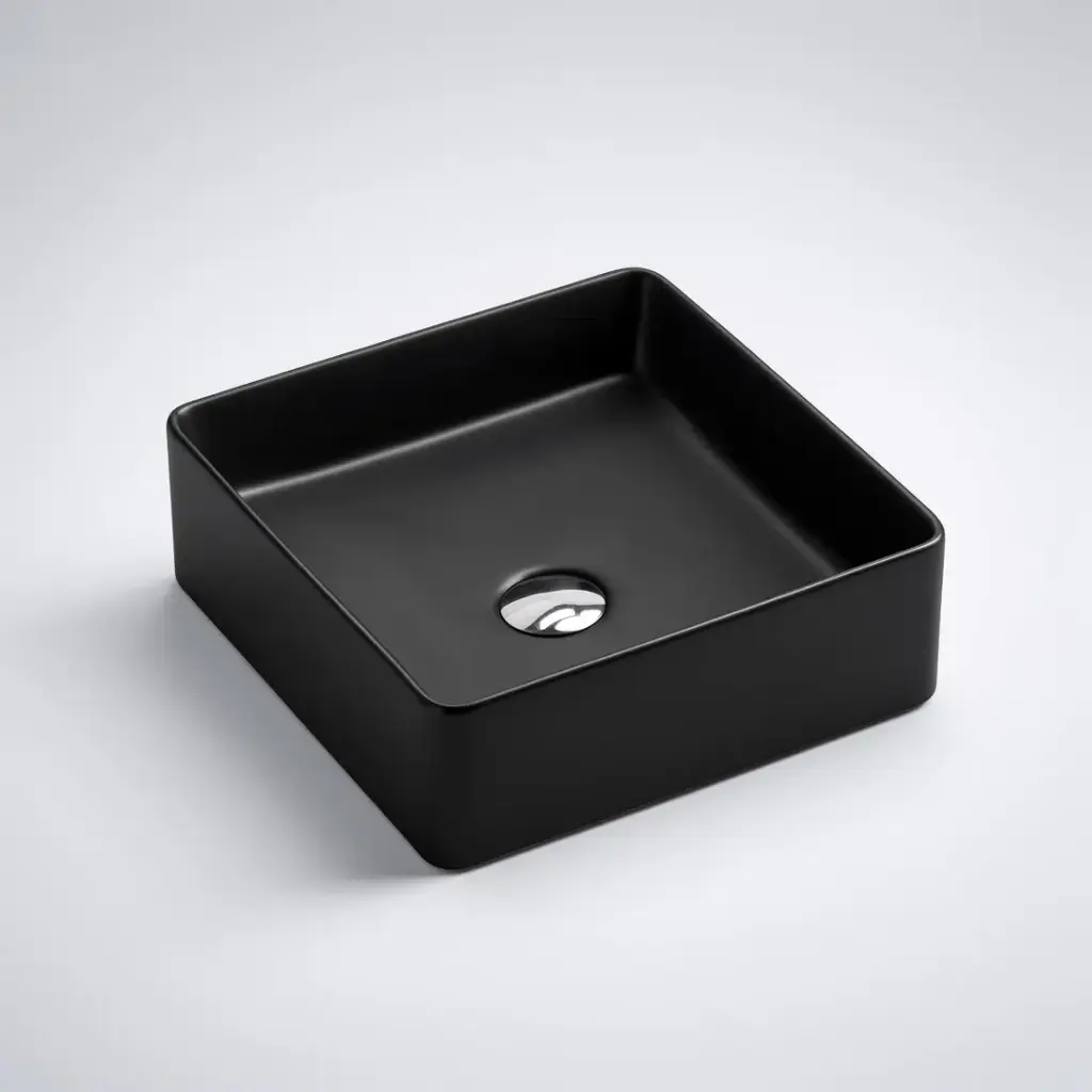 360*360*110mm Etna Matt Black Above Counter Square Basin