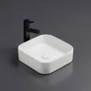 370*370*113mm Matte White Kliff Fine Ceramic Above Counter Basin No Overflow,32mm Waste