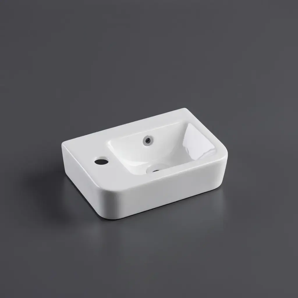 375*245*100mm Wall Hung Rectangular Basin With Left Side Mixer Hole