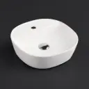 400*400*120mm Round Gloss White Ceramic Above Counter Basin With Tap Hole Non-overflow