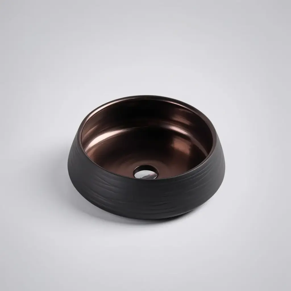 410*410*140mm Counter-Top Circular Art Matte Black Basin