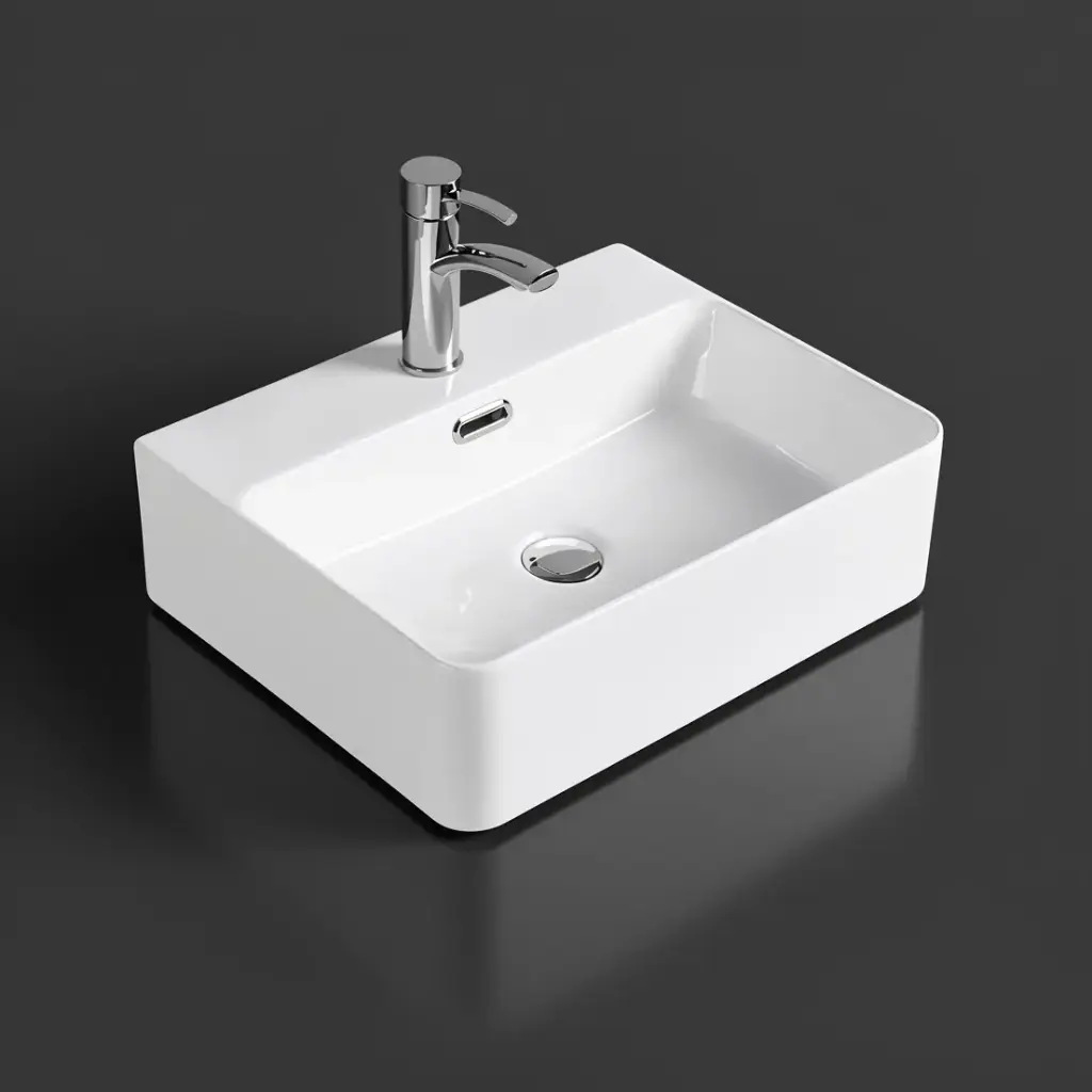 427*417*125mm Gloss White Kliff Fine Ceramic Wall Hung/Above Counter BasinTap Hole, With Overflow,32mm Waste