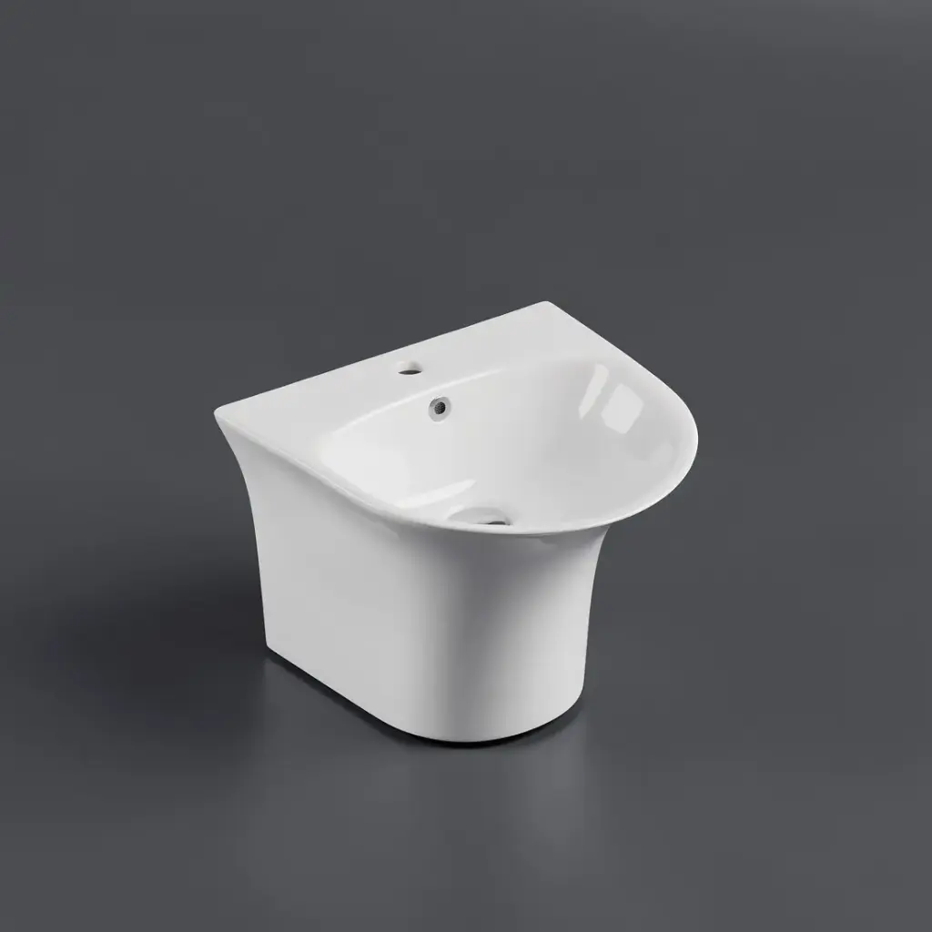 470*460*370mm Semi-Pedestal Wall Hung Oval Basin