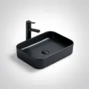 500*370*110mm Matte Black Kliff Fine Ceramic Above Counter Basin No Overflow,32mm Waste