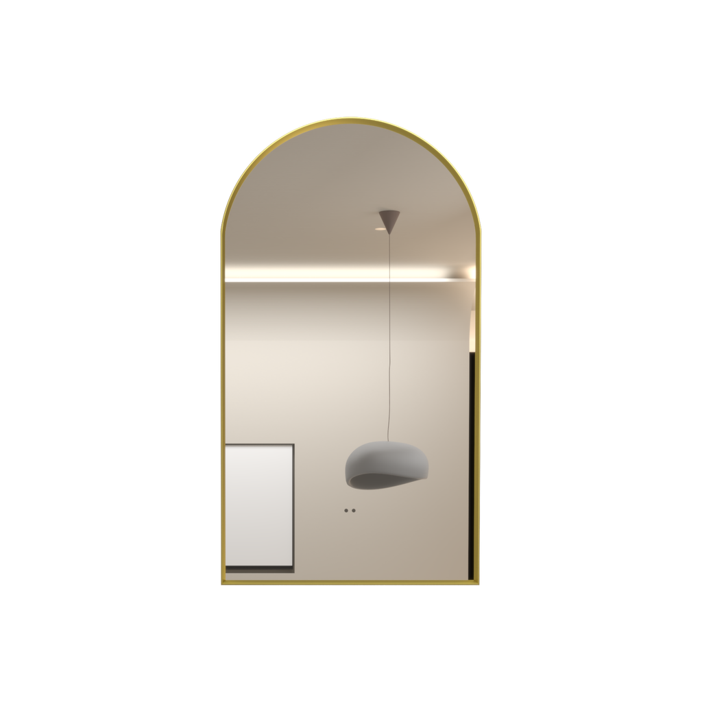500x900mm Brushed Gold Framed Arch 3 Color Backlit LED Mirror With Touchless Sensor Switch