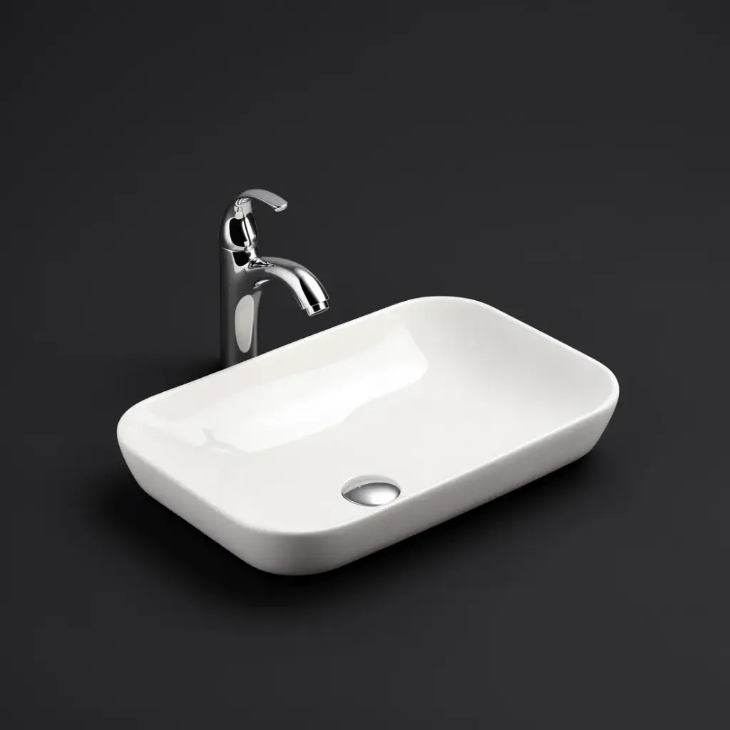 520*340*150mm Gloss White Kliff Fine Ceramic Insert Basin No Oerflow