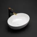 520*395*130mm Matt White Carey Fine Ceramic Above Counter Basin No Overflow,32mm Waste