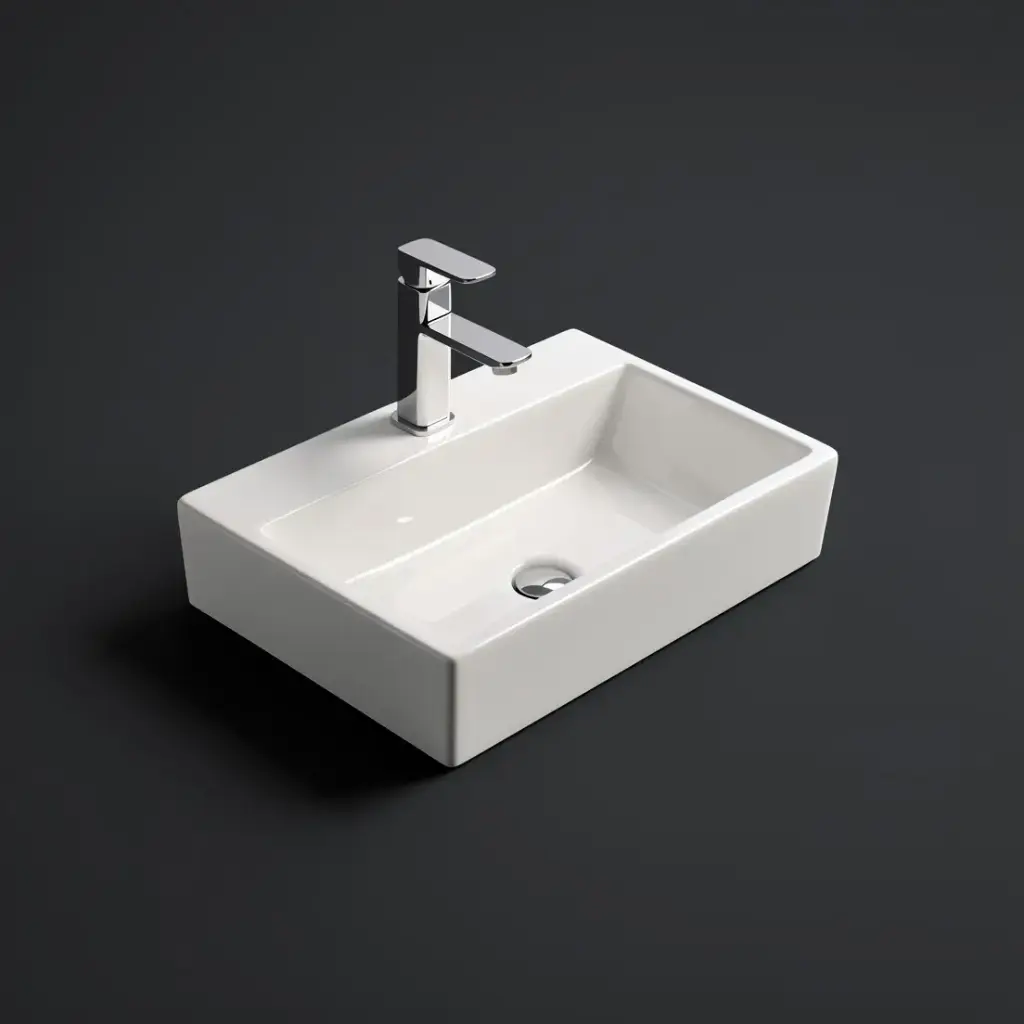 530*360*120mm Gloss White Crete Fine Ceramic Wall Hung/Above Basin Tap Hole No Overflow,32mm Waste