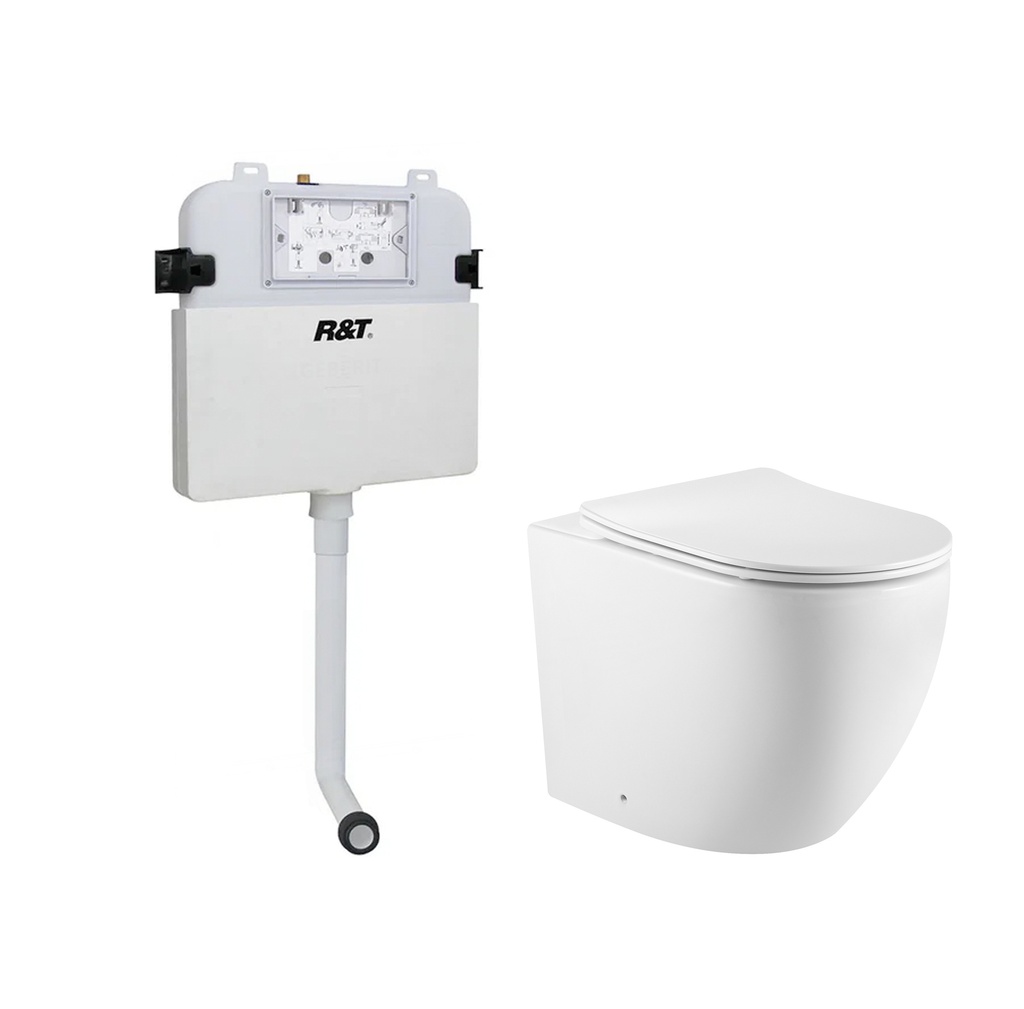 560X365X420mm Procida R&T Inwall Floor Toilet Suite Rimless Wall Faced Floor Pan