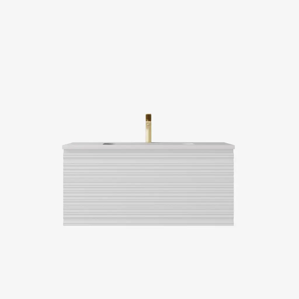 590x455x400mm Matte White Sedona Modern Fluted Wall Hung PVC Cabinet