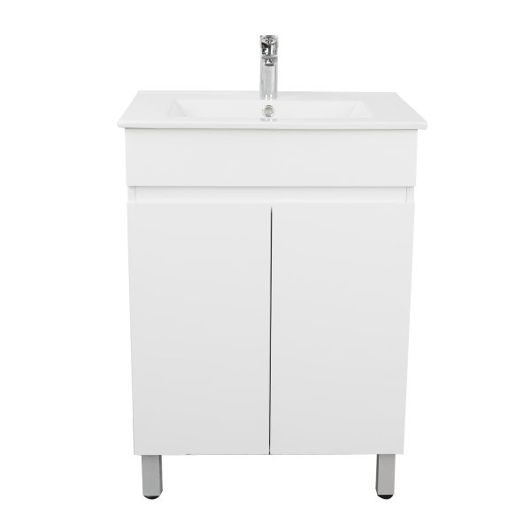 600*350*710mm Freestangding Gloss White Slim PVC Vanity Cabinet Only