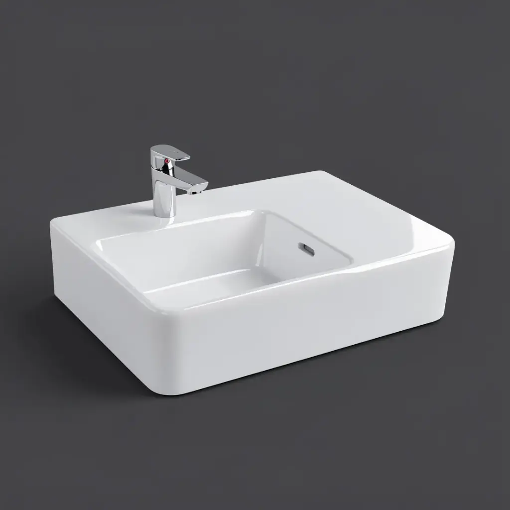 600*425*168mm White Art Wall Hung Left Hand Side Basin