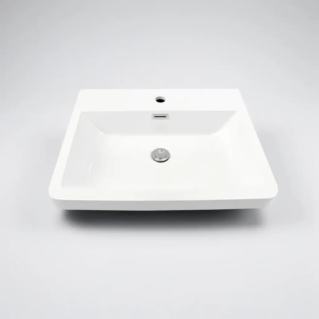 600mm O Shape Basin Poly Marble Top Round Edge
