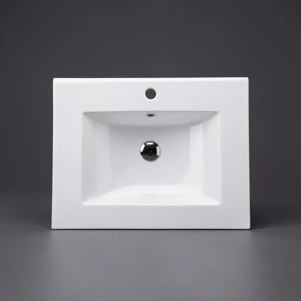 600*470*180mm Gloss White Ceramic Top With Mixer Hole