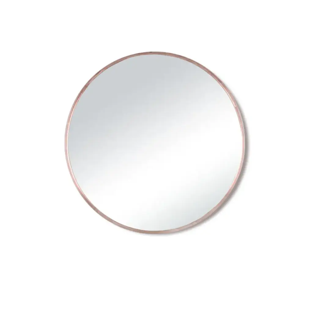 600mm Pencil Edge Round Plain Mirror Rose Gold Framed