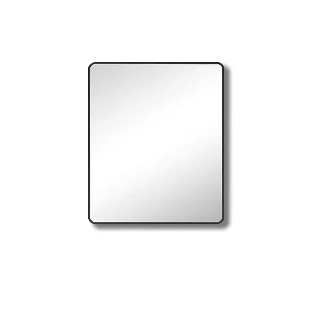600X750mm Pencil Edge Rectangle Plain Mirror Matte Black Framed