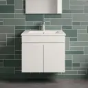 600Lx500Hx450Dmm Gloss White 2PAC MDF 2/DR Wall Hung Vanity